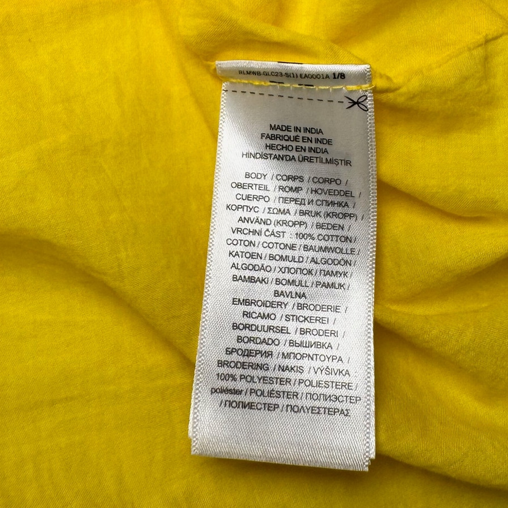 Lauren Ralph Lauren Yellow Embroidered Cotton Dress Women's 12 Boho Summer Euro - Picture 10 of 16